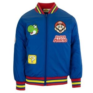EUC Like New! Nintendo Super Mario Bomber Jacket Coat Video Gamer Blue, Size 7